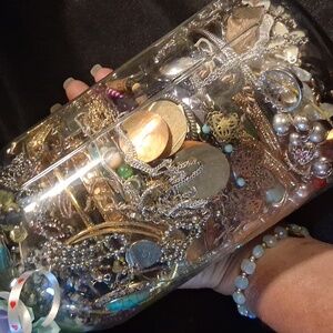 Mixed Jewelry Jar with Silver and Gold Tones 5 Lbs. Wel Worth & More!